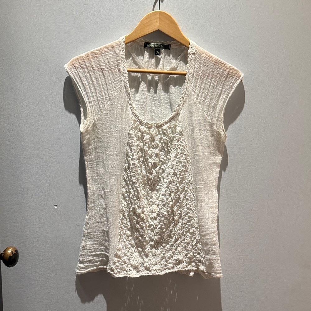 Love Stitch Cream Textured Blouse